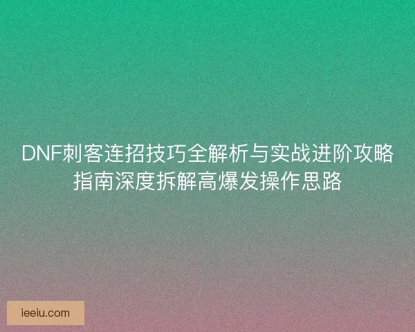 DNF刺客连招技巧全解析与实战进阶攻略指南深度拆解高爆发操作思路 DNF刺客连招技巧全解析与实战进阶攻略指南深度拆解高爆发操作思路