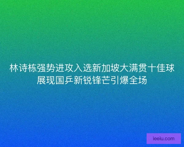 林诗栋强势进攻入选新加坡大满贯十佳球展现国乒新锐锋芒引爆全场